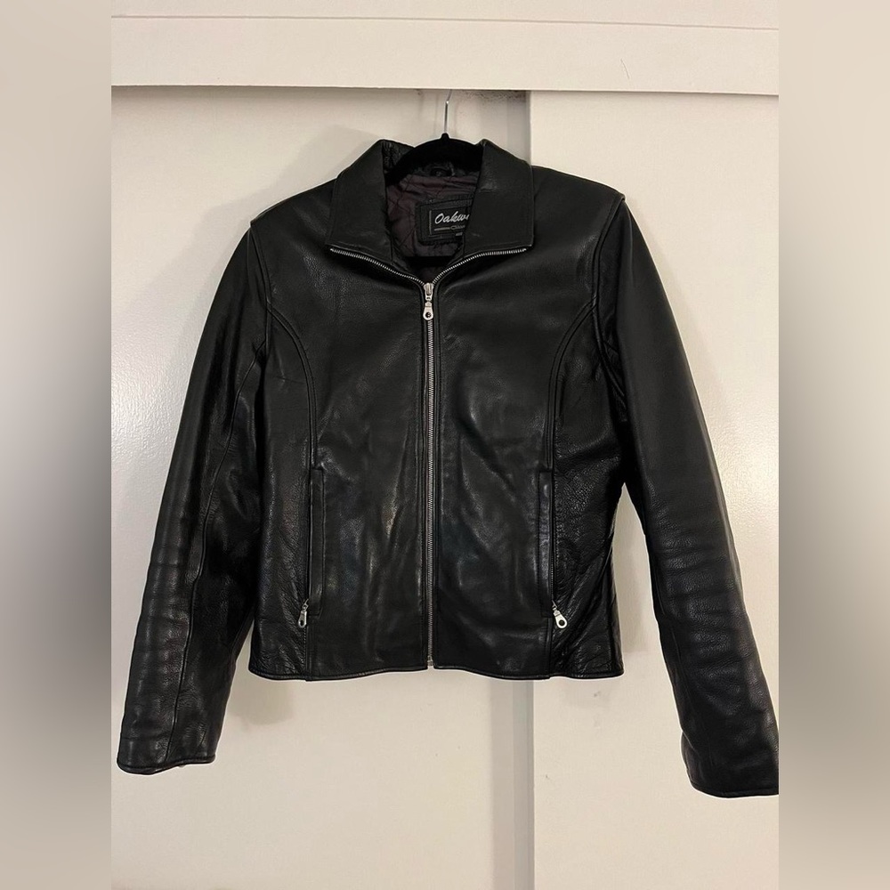 Vintage Oakwood Black 100% Genuine Leather Jacket Medium